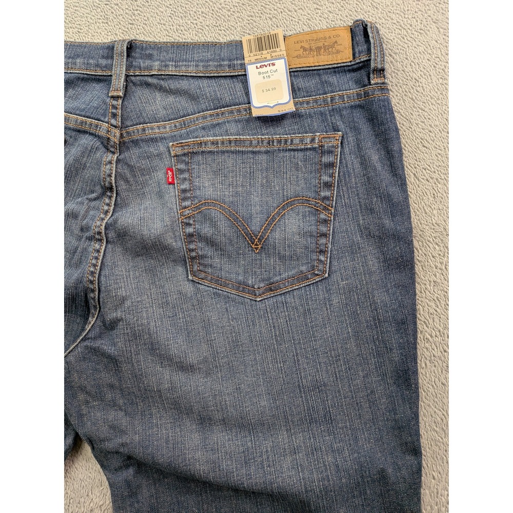 Levis 515 Bootcut Jeans Womens 16 Medium Dark Wash Mid Rise Stretch Denim NWT